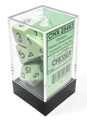 Chessex Dice: 7 Set Polyhedral Opaque Pastel Green Black CHX25465